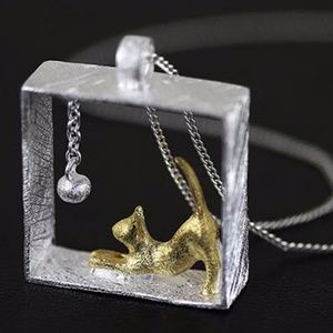 ❗SALE❗Playful Cat Necklace Gold and Silver